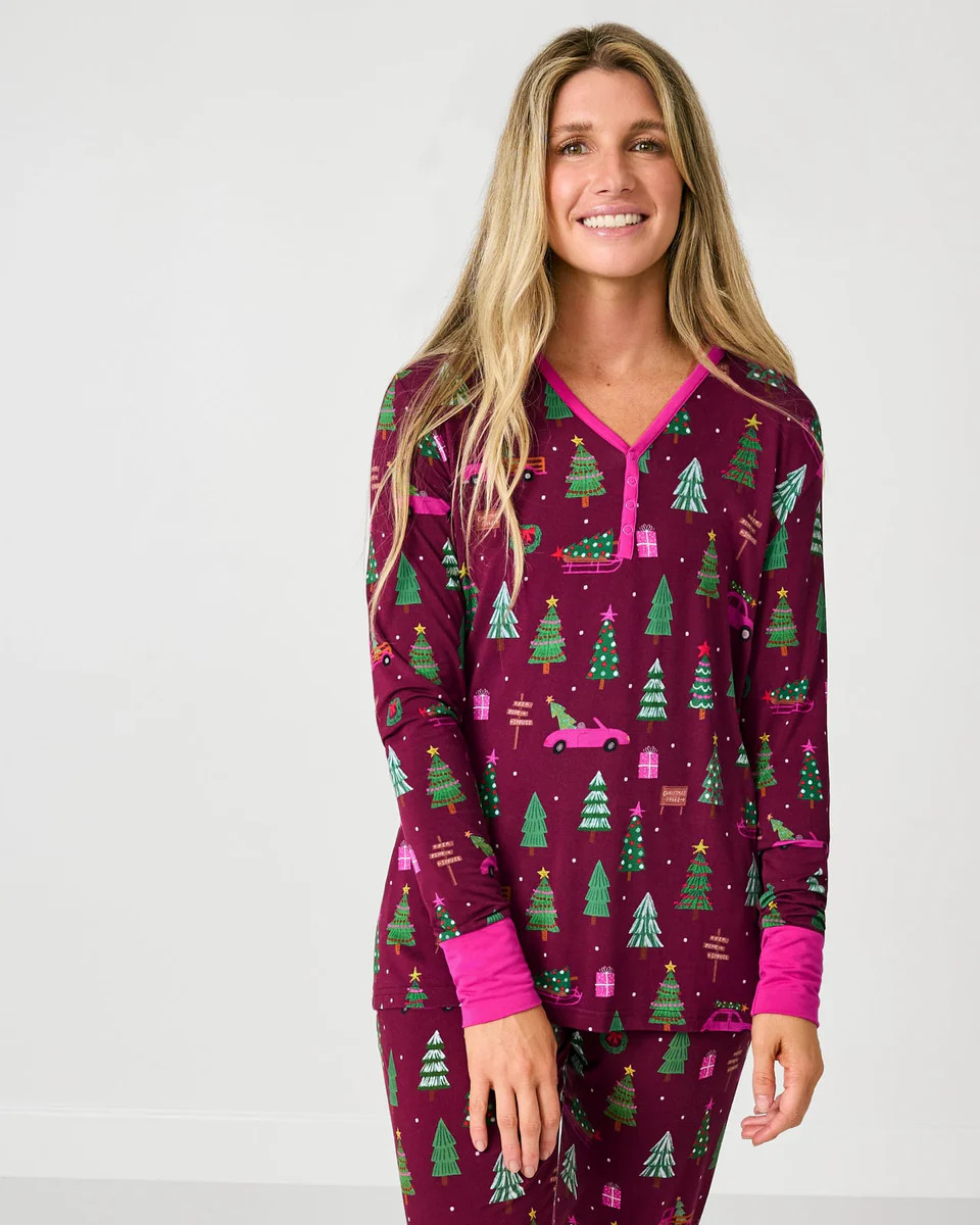 Cranberry Tree Traffic Women's Long Sleeve Pajama Top | Little Sleepies