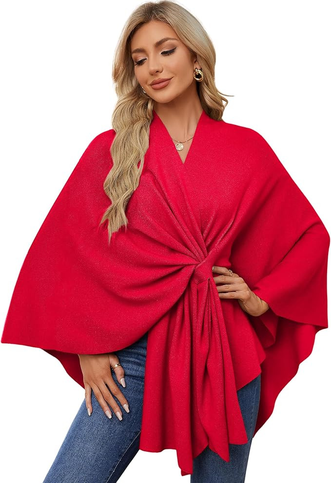PULI Women's Elegant Shawl Wraps Soft Open Front Poncho Sweater for Spring Fall Winter | Amazon (US)