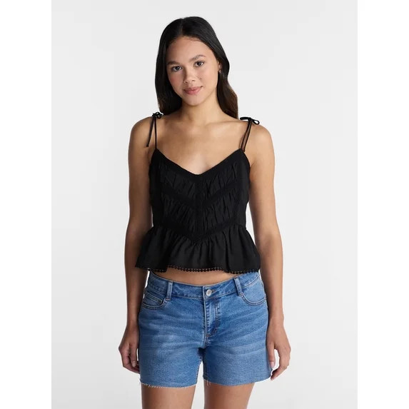 No Boundaries Lace Trim Peplum Tank, Women's XXS - XXL | Walmart (US)