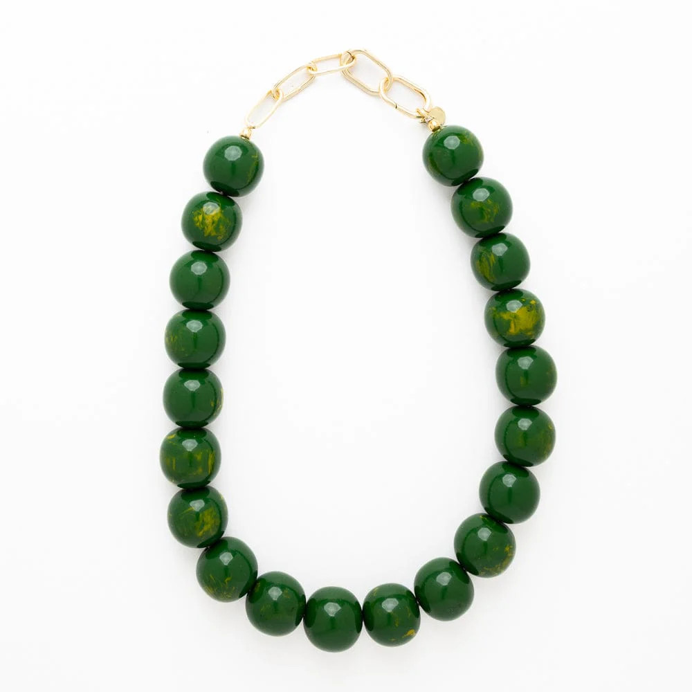 Iris Large Resin Bead Necklace Green | INK+ALLOY