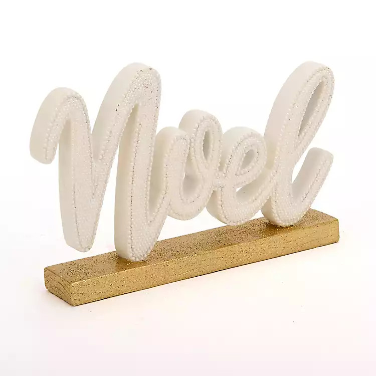 White & Gold Noel Tabletop Sign | Kirklands Home | Kirklands