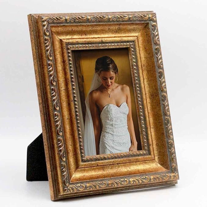 Antique gold photo frames 4x6-HD Glass Black Velvet Back Panel for Family,Wedding,Festival,Art,Wa... | Amazon (US)