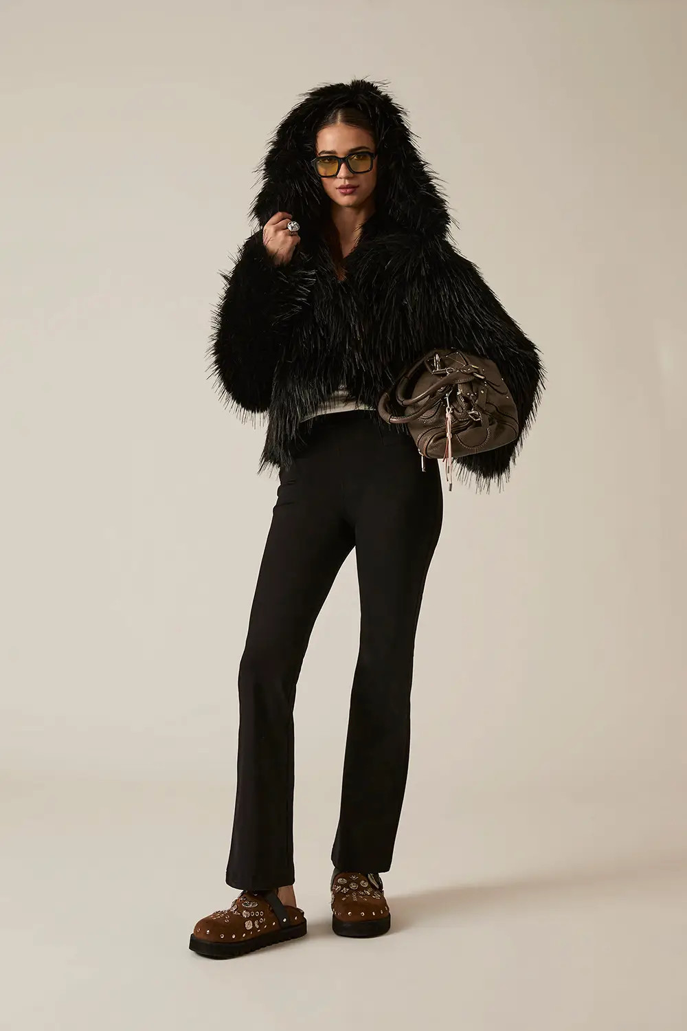 Jackets & Coats | Black Shaggy Faux Fur Jacket | James Lakeland | Coast UK & IE