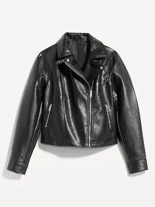 Water-Resistant Faux-Leather Biker Jacket for Women | Old Navy (US)