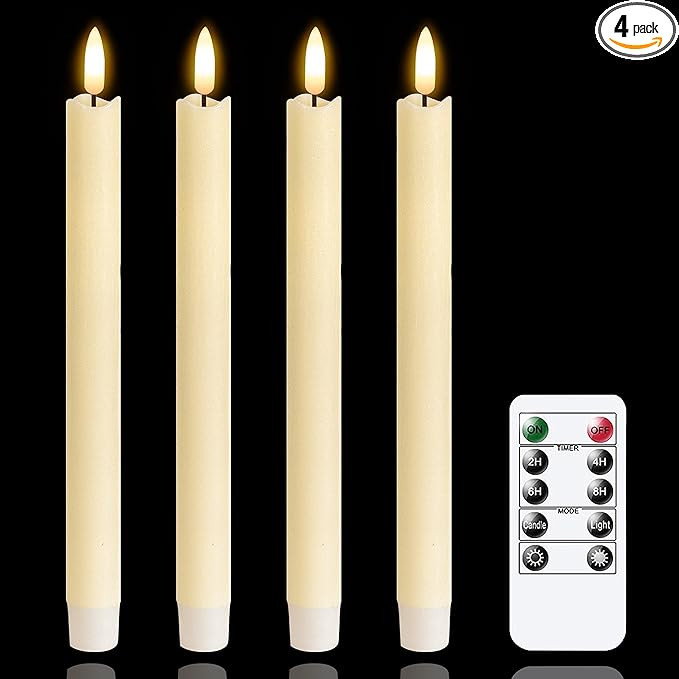 LED Flameless Taper Candles with Remote Timer,Ivory Battery Operated Flickering Window Candles,Pa... | Amazon (US)