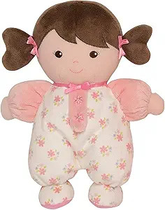 Baby Starters Plush Baby Doll with Rattle, Brunette Olivia, Pink, 9 inch | Amazon (US)