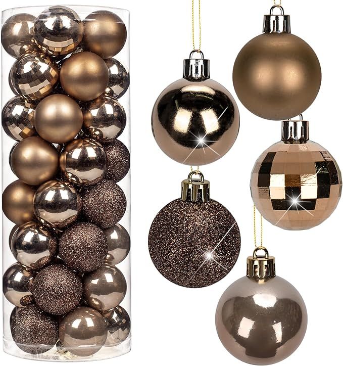 1.57" Bronze Christmas Balls Ornaments 40 Pcs Shatterproof Christmas Ornaments Set Matte Mini Bro... | Amazon (US)