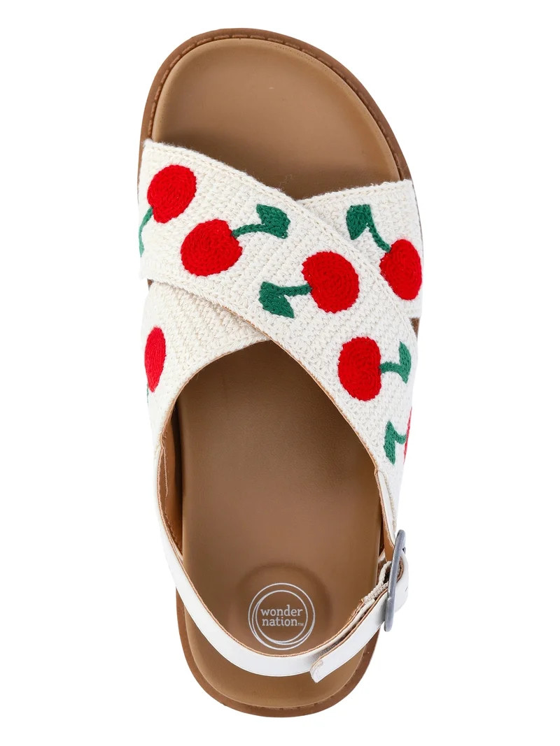 Wonder Nation Little and Big Girls Crossover Sandals | Walmart (US)
