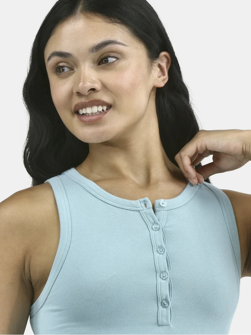 No Boundaries Seamless Henley Tank, Women's | Walmart (US)