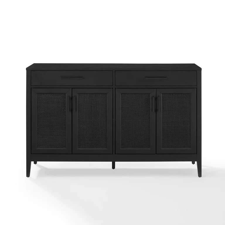 Crosley Furniture Milo Modern MDF Wood and Rattan Sideboard in Black | Walmart (US)