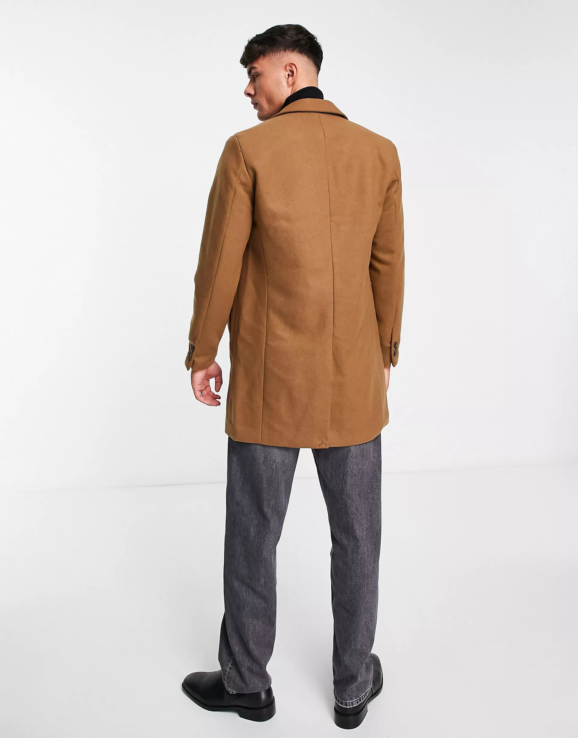 Jack & Jones Premium wool overcoat in brown | ASOS (Global)