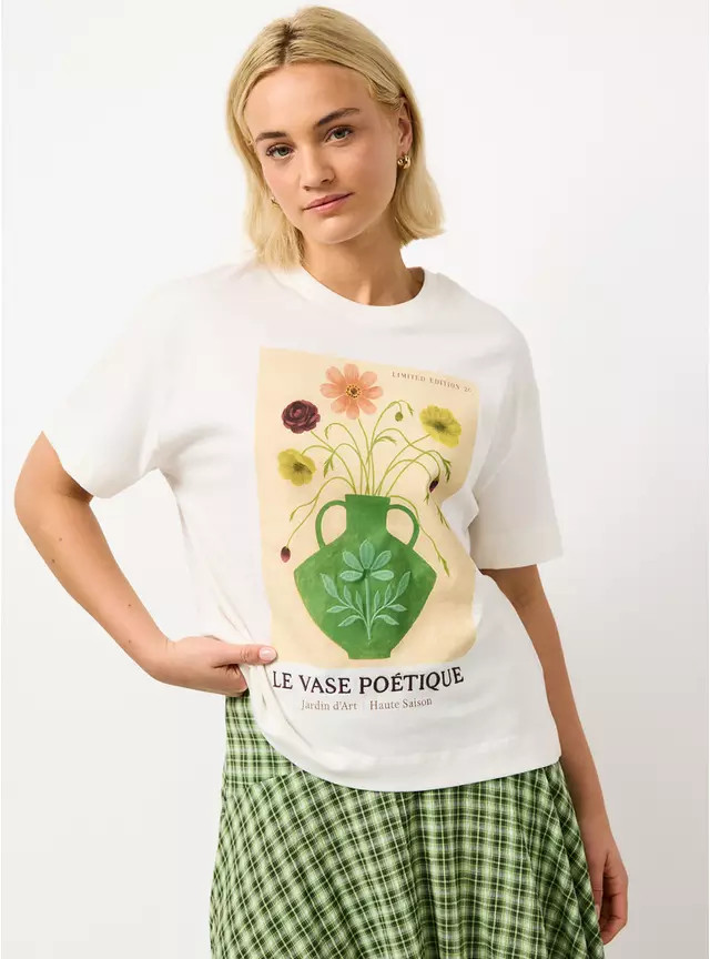 Buy Cream Le Vase Poetique Slogan Graphic T-Shirt XS | T-shirts | Tu | Tu Clothing