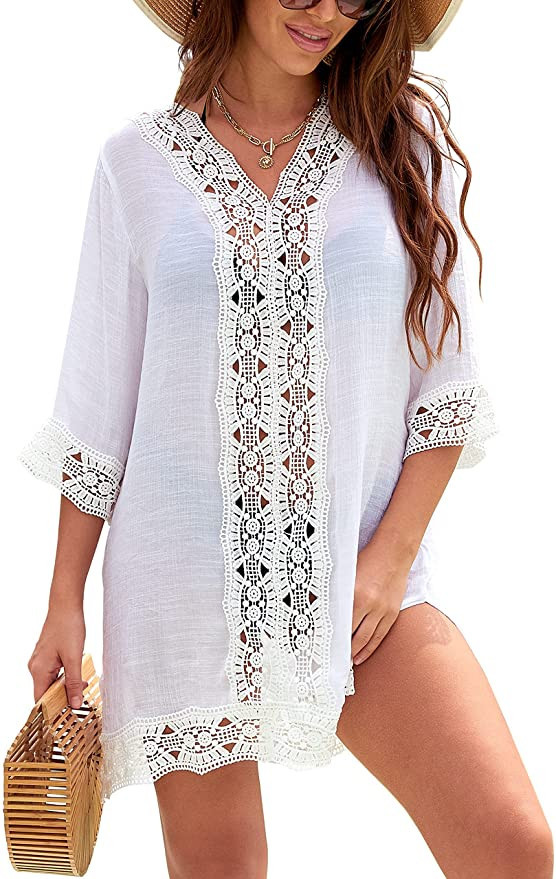 Eilshoji Women Swimsuit Cover Ups for Bathing Suit Bikini Button Down Long Shirt Tops Beach Swimw... | Amazon (US)