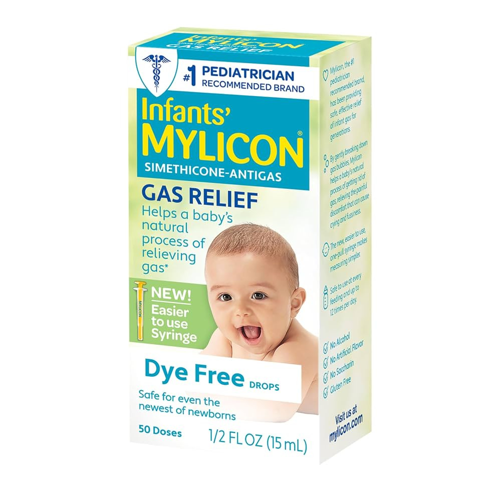 Mylicon Gas Relief Drops for Infants and Babies, Dye Free Formula, 0.5 Fluid Ounce | Amazon (US)