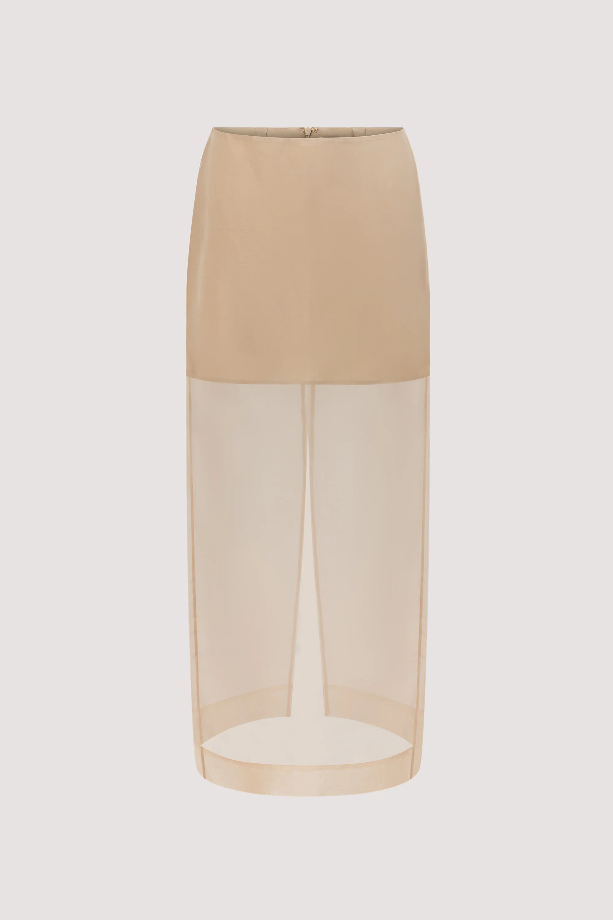 SIAN GOLD SILK ORGANZA MIDI SKIRT | DISSH
