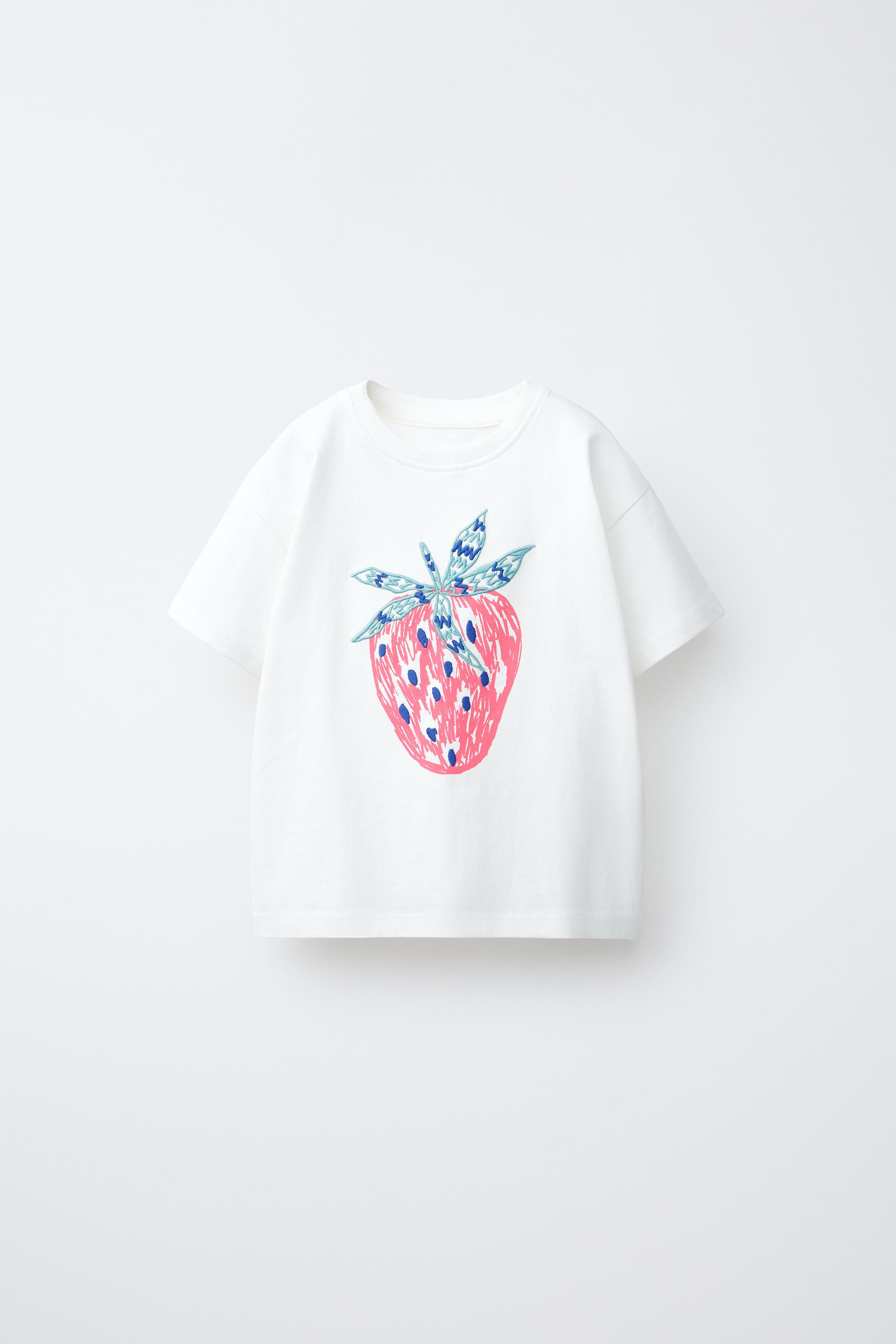 FRUIT PRINT AND EMBROIDERED T-SHIRT | Zara US