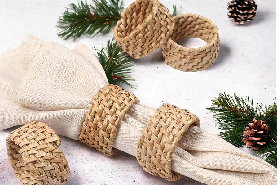 Nautical Napkin Rings Set of 12, Woven Napkin Holders, Coastal Napkin Rings Bulk for Party Decora... | Amazon (US)