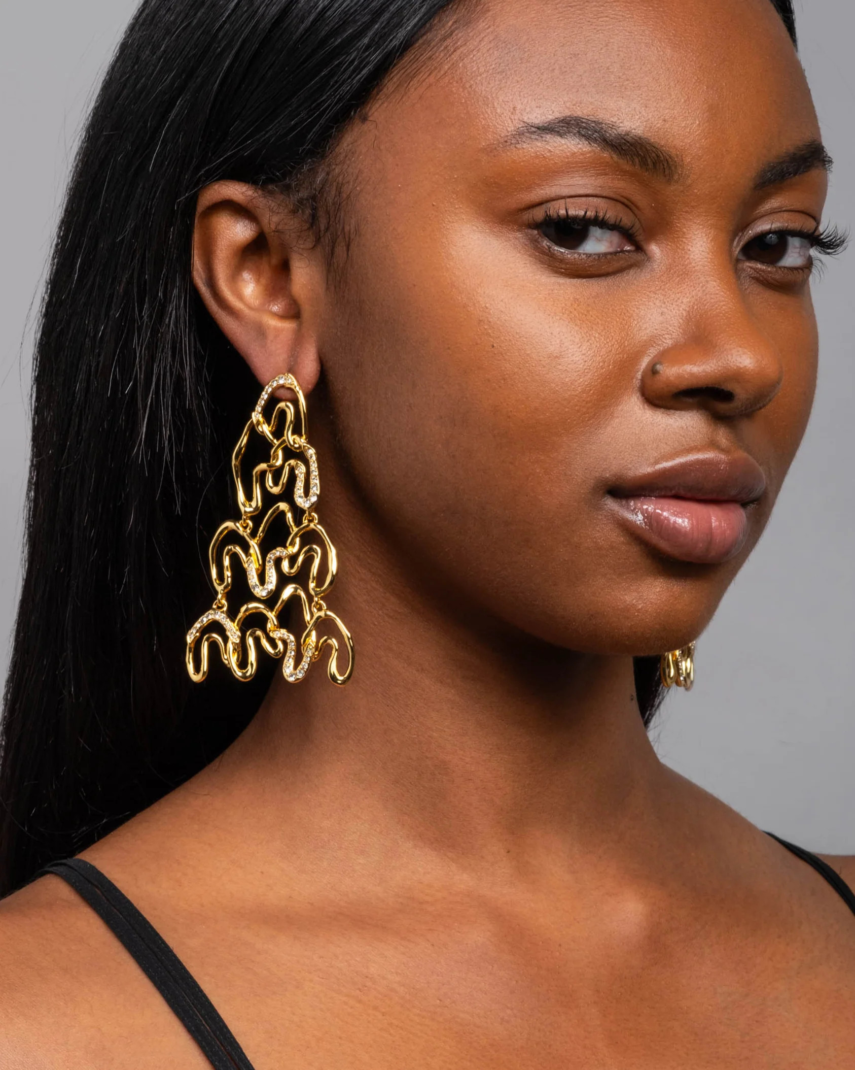Solanales Gold Crystal Large Chandelier Earrings | Alexis Bittar | Alexis Bittar