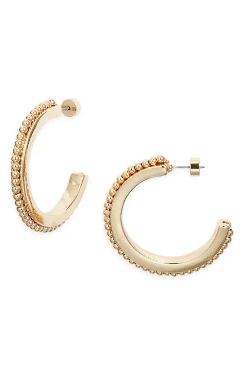 Nordstrom Orb Inset Hoop Earrings in Gold at Nordstrom | Nordstrom