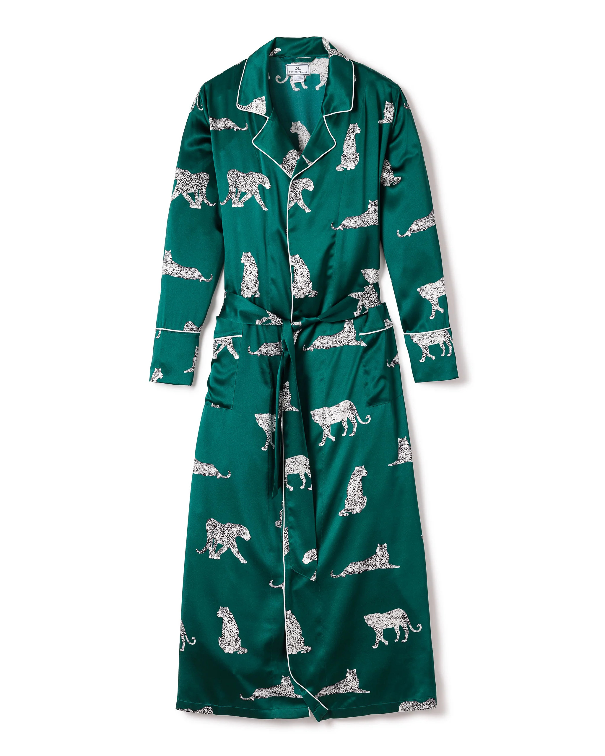 Women's Silk Long Robe in Panthère de Luxe | Petite Plume