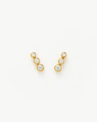 Triple Stone Stud Earrings | 18k Gold Vermeil/Cubic Zirconia | Missoma US
