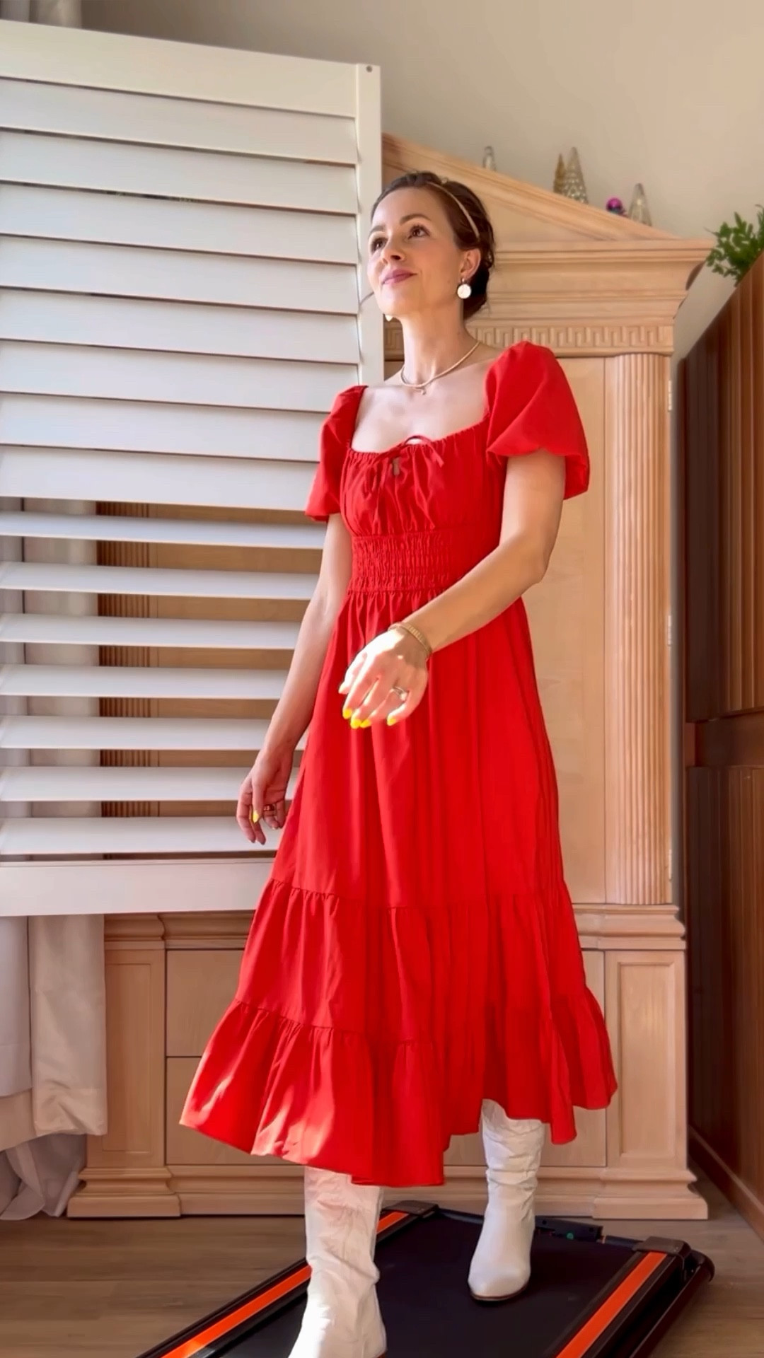 Dress is a size small! this red is super muted and not in my season but I love the material! (It’s linen)…to a balance something that is muted when I am bright, I bring in ALL the sparkly jewelry, including a shiny ponytail piece at the end. I also pair it with a bright, clear white bag and boots. Lastly I also accessorized with sunglasses with shiny, gold frames to really bring in as much shine/clarity as possible!

#LTKSpringSale #LTKfindsunder100 #LTKSeasonal