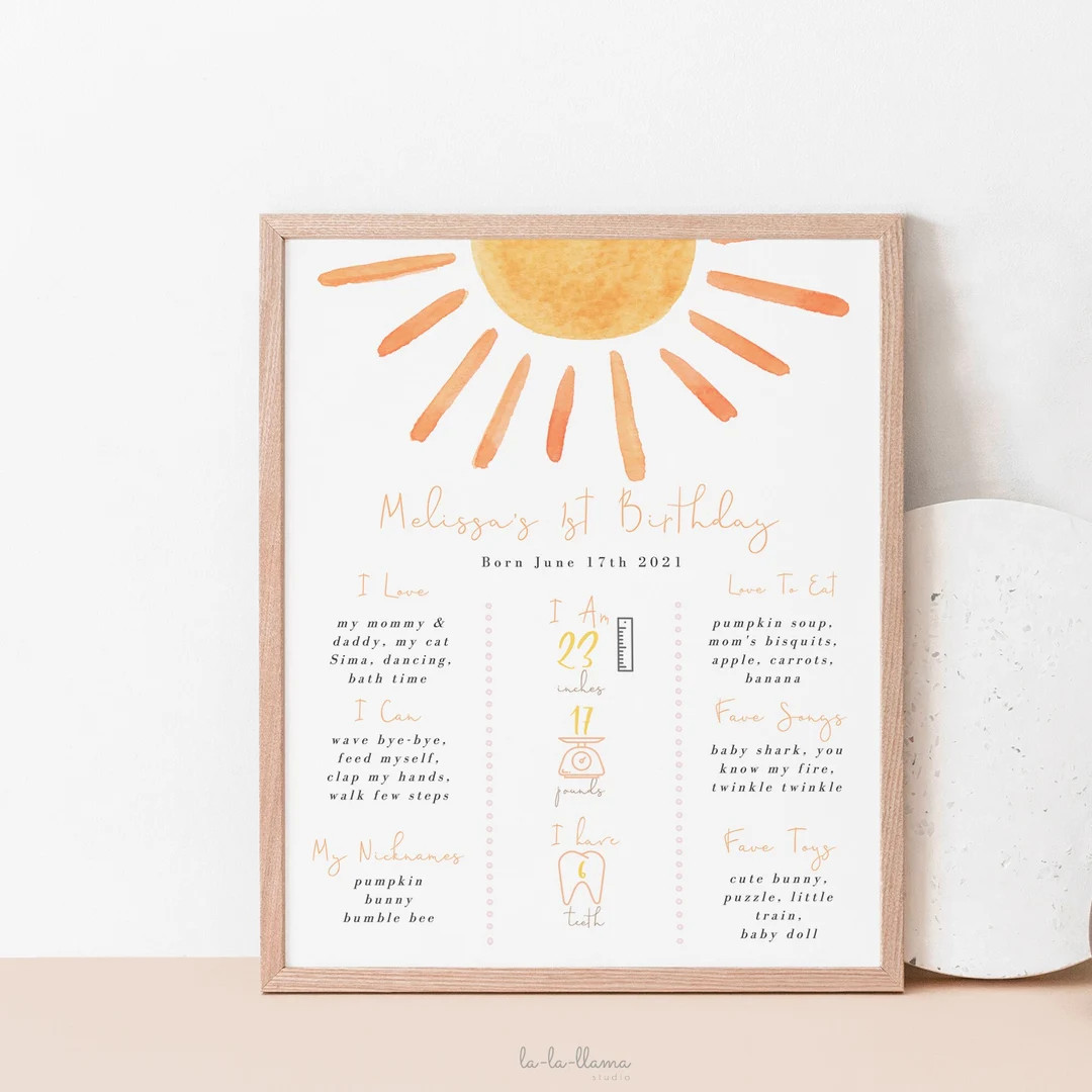 Sun First Birthday Milestones Sign Printable Boho Sunshine - Etsy | Etsy (US)
