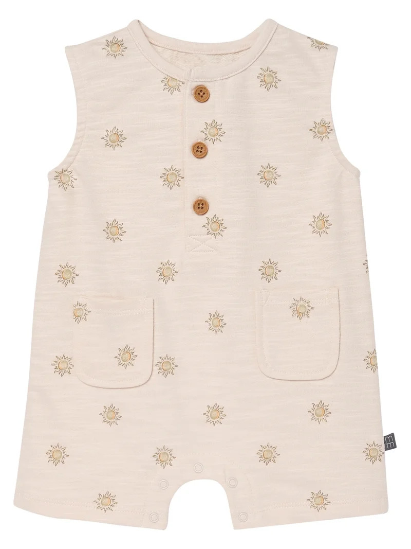 Modern Moments by Gerber Baby Boy Sleeveless Slouch Henley Romper with Pockets, Sizes 0/3 Months ... | Walmart (US)