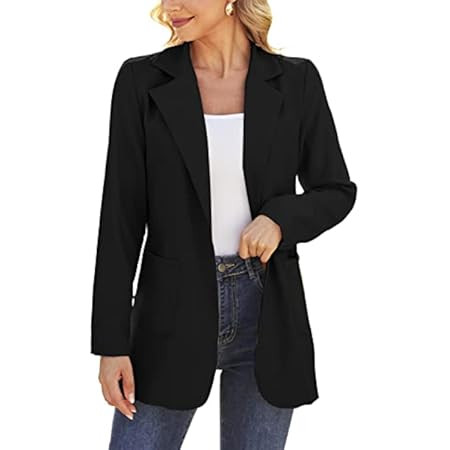 MEROKEETY Women's 2023 Fall Casual Blazers Long Sleeve Lapel Open Front Button Work Blazer Jackets w | Amazon (US)