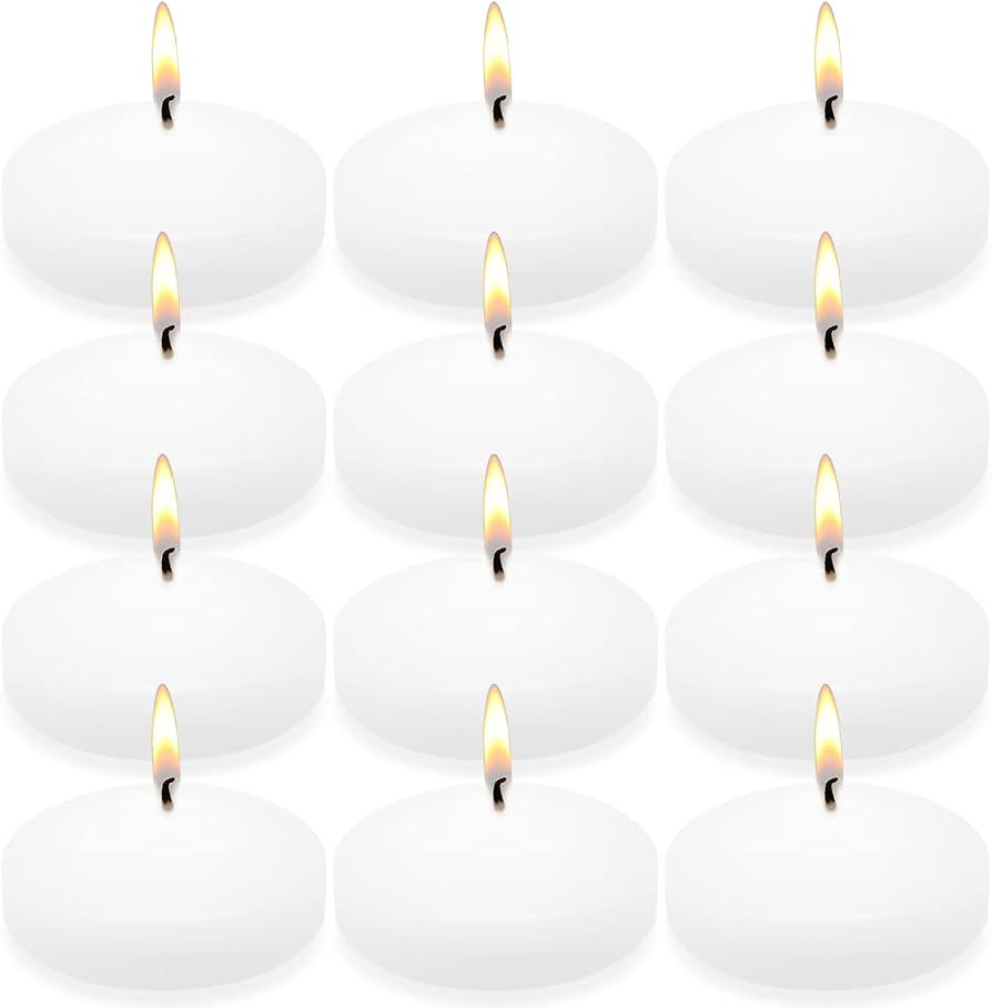 10 Hour White Floating Candles Large 3" Unscented Dripless Water Wax Floating Candles for Vases, ... | Amazon (US)