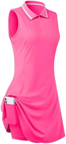 Womens Sleeveless Golf Tennis Dresses with Inner Shorts＆Pockets for Workout Exercise | Amazon (US)