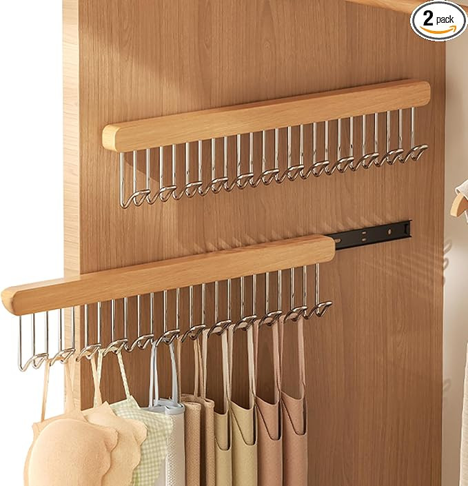 2 pack 16.2 inch valet rods for closets, extendable and pull-out wardrobe pole for belt hangers,t... | Amazon (US)