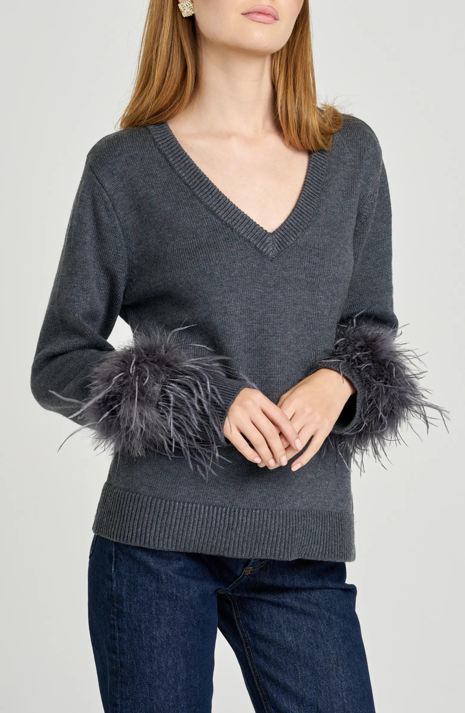 WAYF Bethany Feather Trim Sweater | Nordstrom | Nordstrom