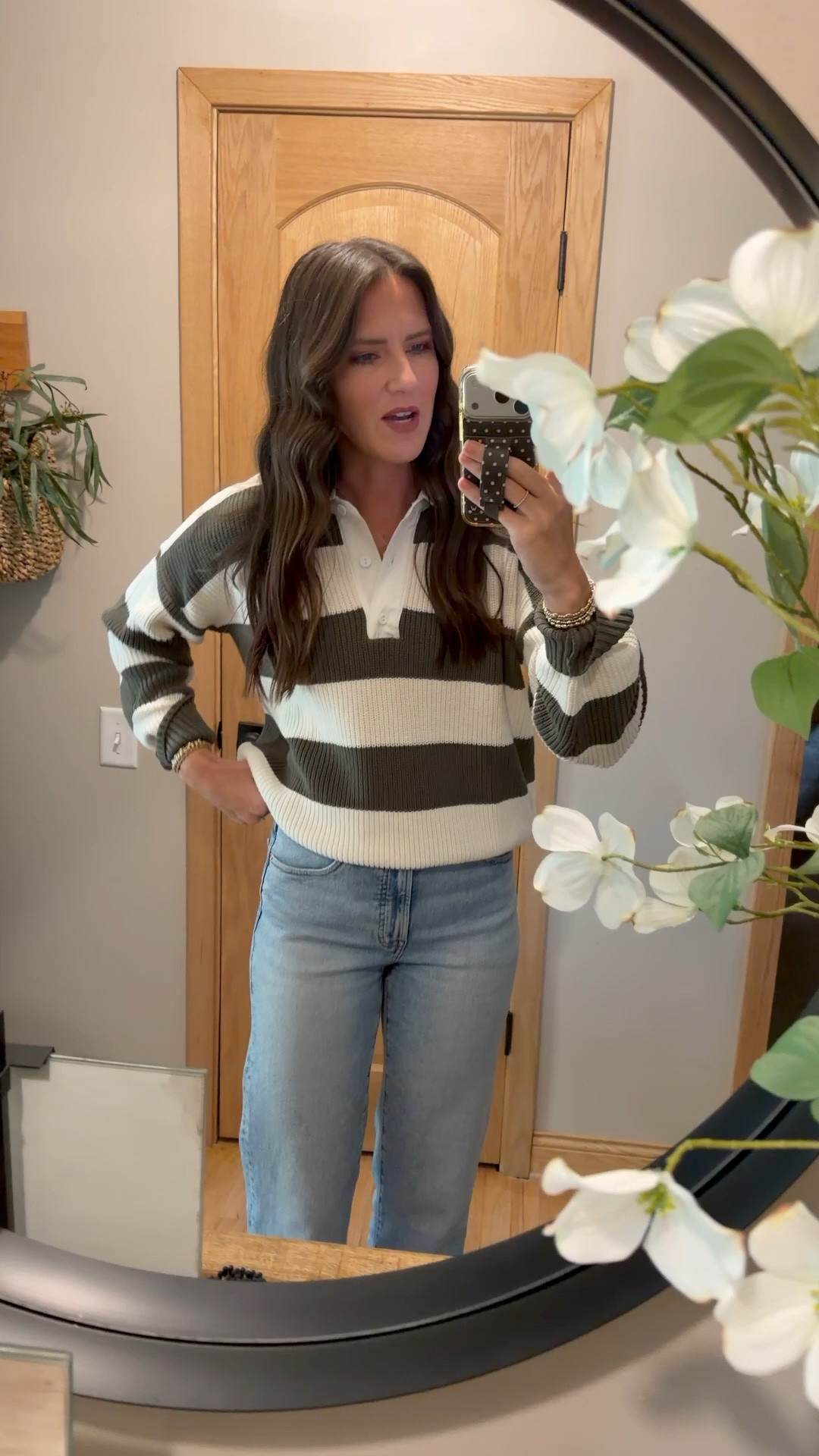 100% cotton sweater that I’m loving for fall. Wearing a medium.