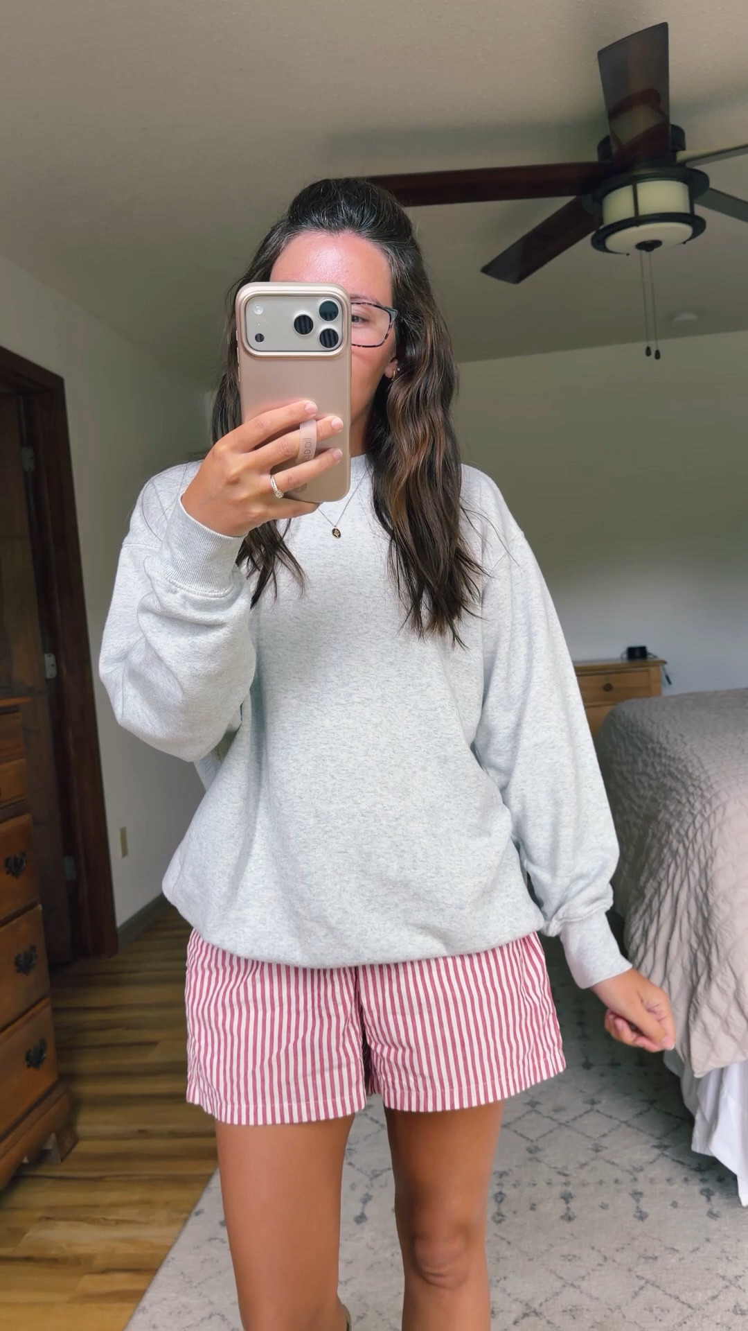 xs in my crewneck sweatshirt and small in my boxer shorts. My sandals are size 36.

#LTKSeasonal #LTKPetite #LTKgrwm