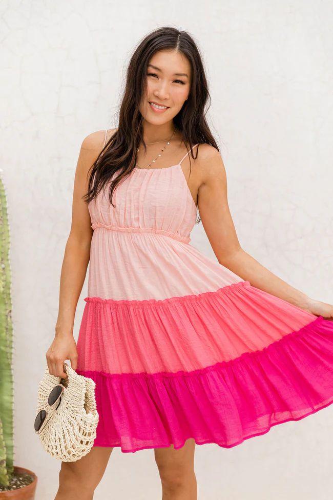 A Few More Years Pink Colorblock Tank Dress | The Pink Lily Boutique
