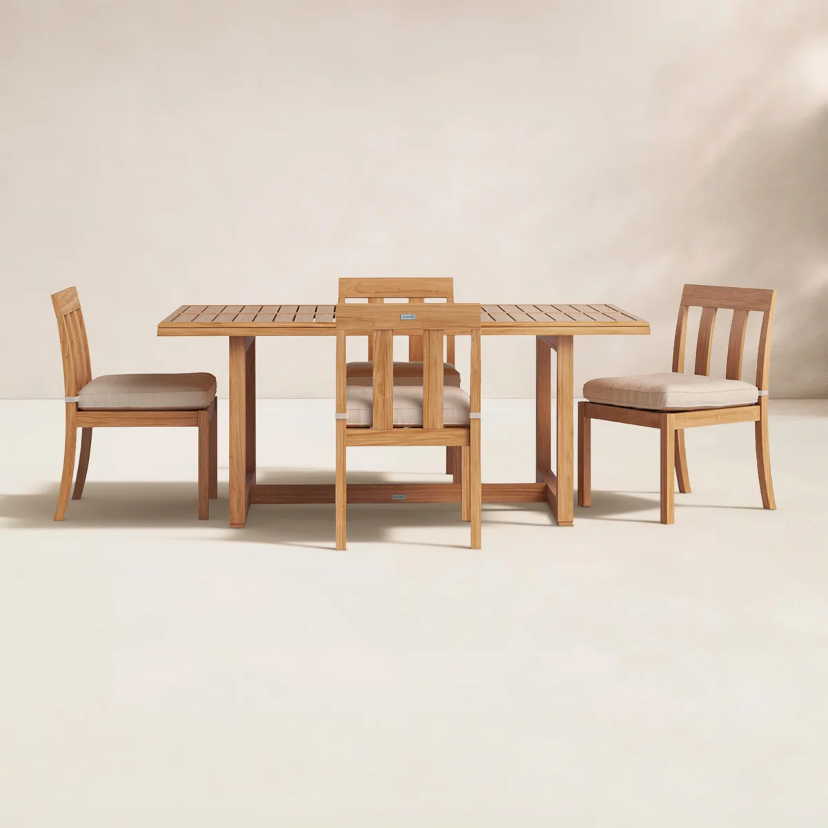 Melrose Solid Wood Rectangular Outdoor Dining Set with Cushions | Wayfair North America