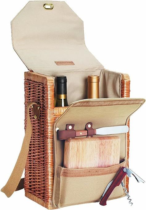 Picnic Time Corsica Insulated Wine Basket with Wine and Cheese Accessories | Amazon (US)