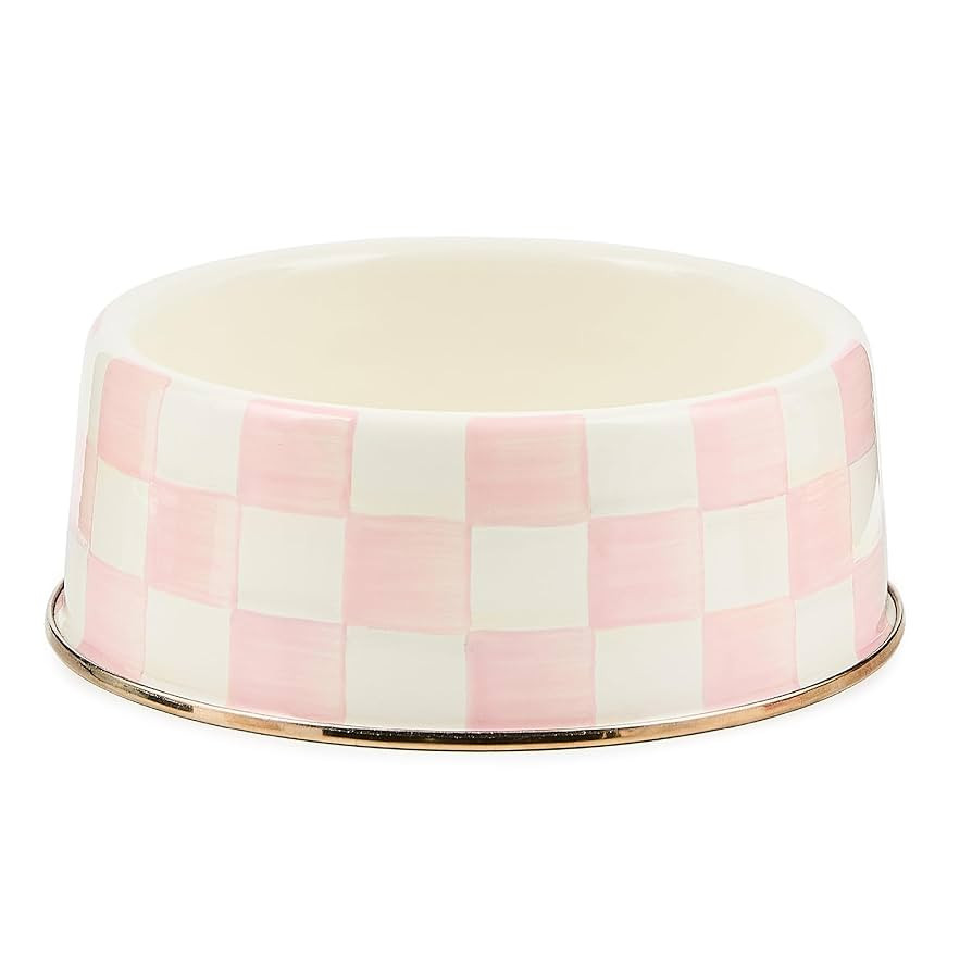 MACKENZIE-CHILDS Enamel Pet Bowl, Cute Cat and Dog Bowl for Food and Water, Large, Pink-and-White... | Amazon (US)