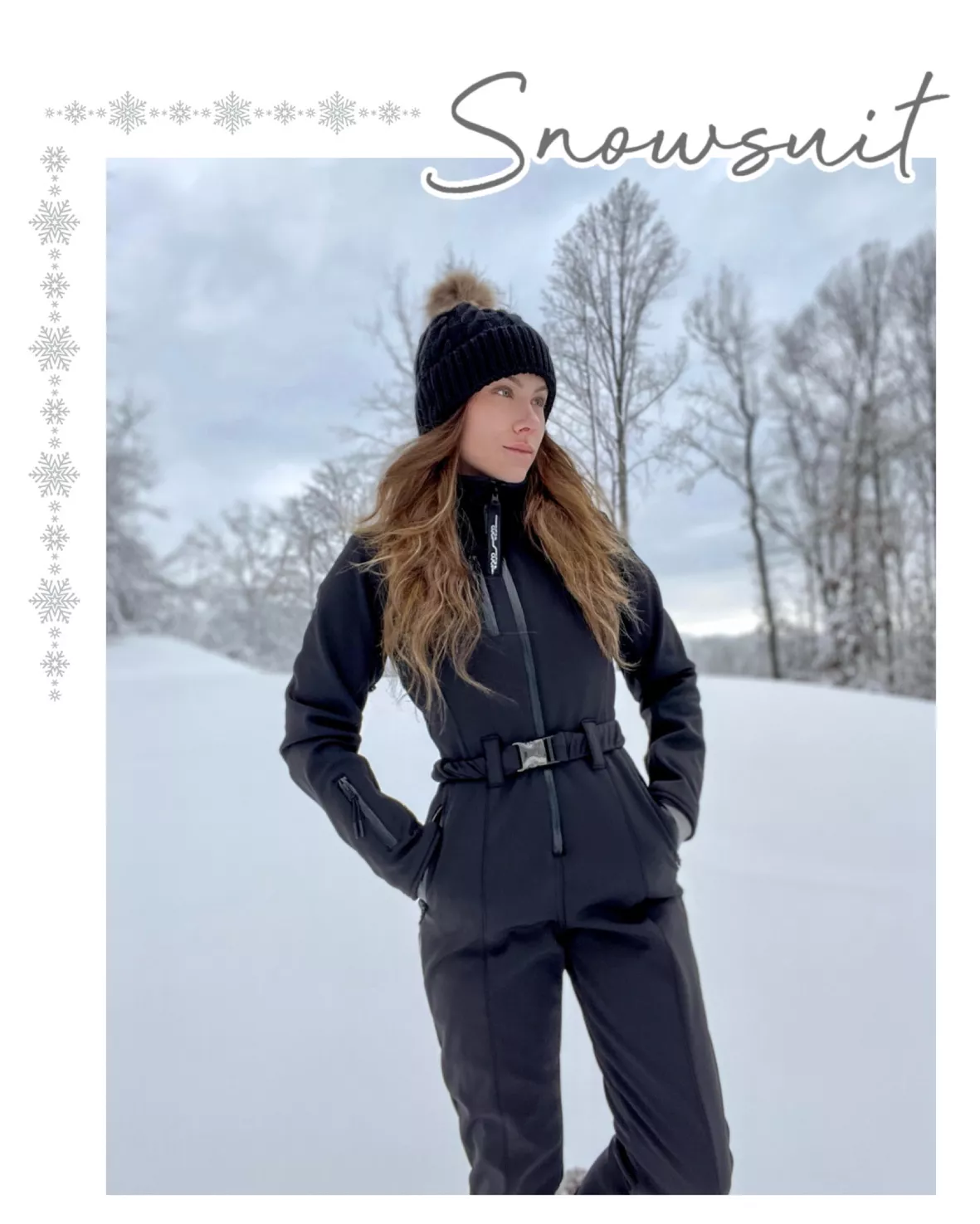 Topshop Sno ski suit with funnel neck & belt in black