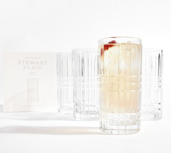 Stewart Plaid Cocktail Glasses - Set of 4 | Pottery Barn (US)