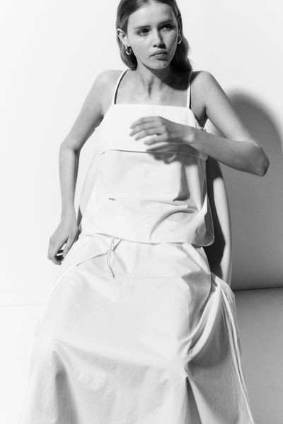 Circular poplin skirt - Regular waist - Maxi - White - Ladies | H&M GB | H&M (UK, MY, IN, SG, PH, TW, HK)