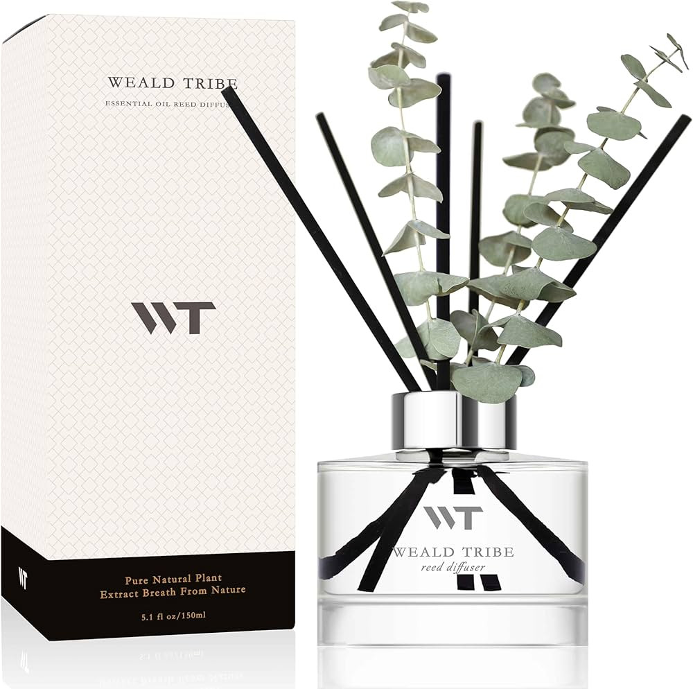 Flower Reed Diffuser Set Wild Eucalyptus Mint Scent for Bathroom Accessories Shelf Decor & Air Fr... | Amazon (US)