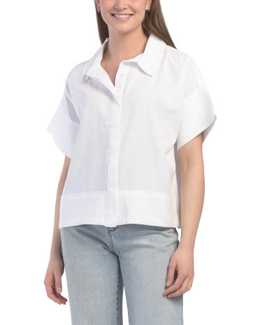 Linen Blend Short Sleeve Top | TJ Maxx
