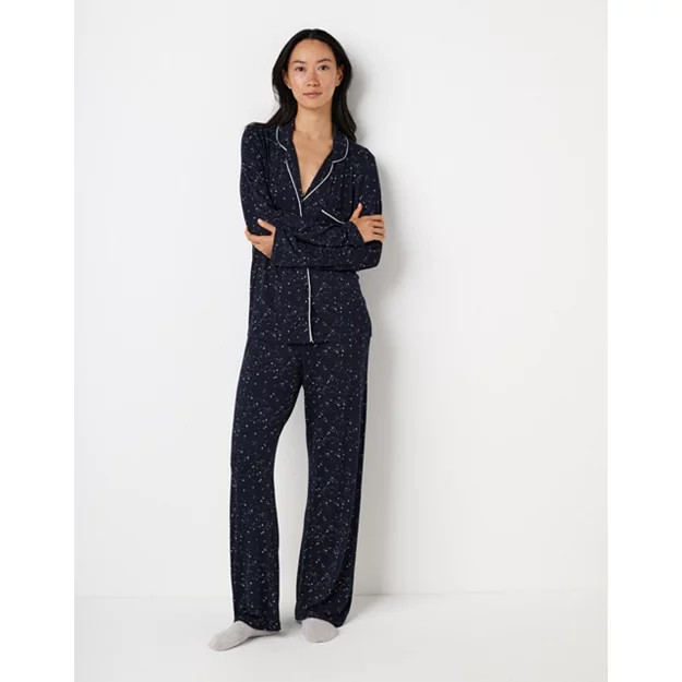 Jersey Star Printed Classic Pyjama Set | The White Company UK & ROW