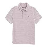 vineyard vines Boys' Bradley Stripe Sankaty Performance Polo, Crimson, 7 | Amazon (US)