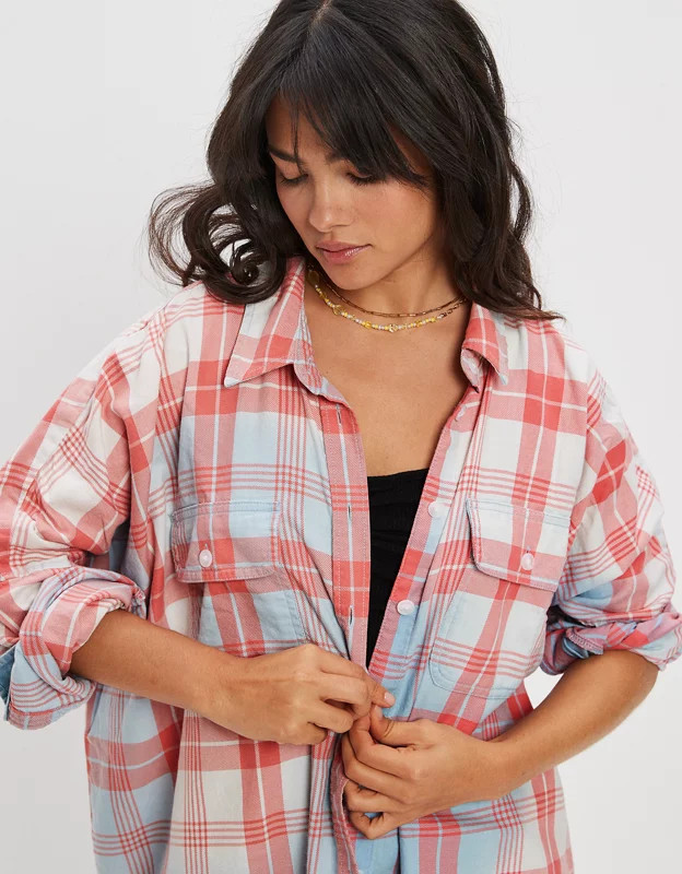 AE Go Big Beach Flannel Shirt | American Eagle Outfitters (US & CA)