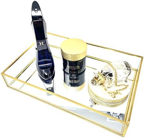 LYFJOY Gold Tray Mirror Rectangle for Perfume, Jewelry, Cosmetics, Makeup, Magazine. Decorative T... | Amazon (US)