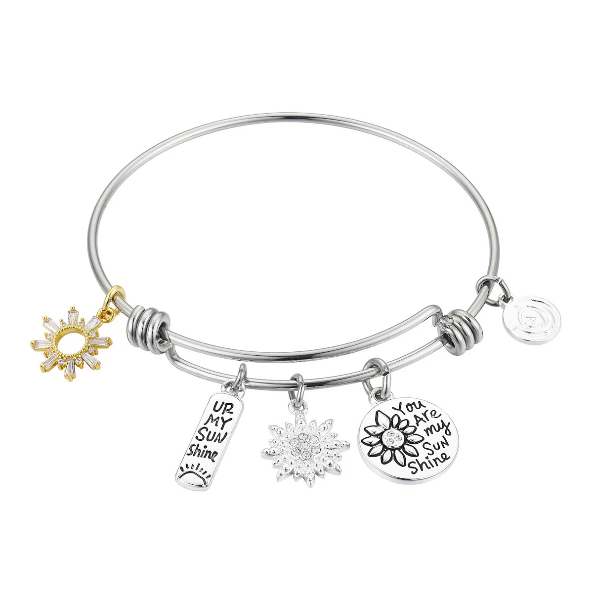Love This Life® Two Tone Stainless Steel Crystal Accent Sun "You Are My Sun Shine" Bangle Bracel... | Kohl's