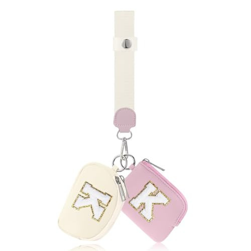 YOOLIFE Wristlet Keychain Wallets, Initial Coin Purse Wristlet Keychain Dual Pouch Wallet RFID Card Holder Small Coin Purse Handbag for Women K | Amazon (US)